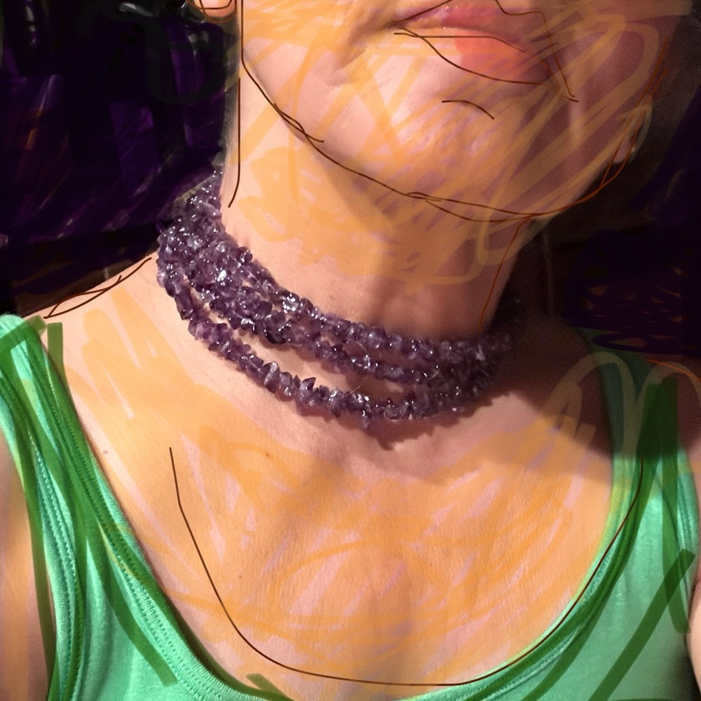 Amethysts Coiled Necklace Choker.
